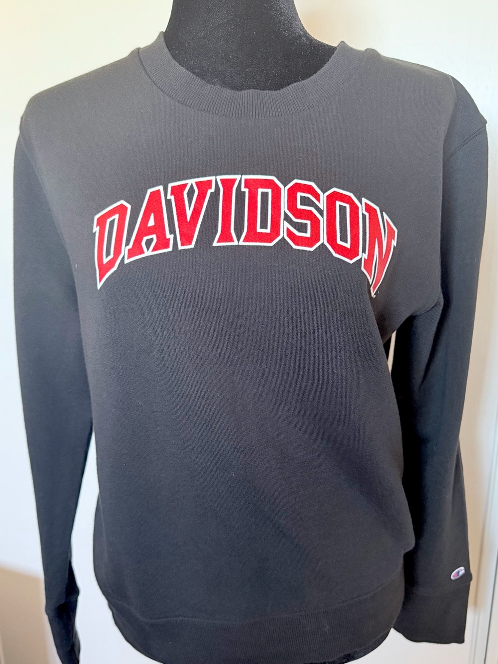 Champion Black Sweatshirt with Red and White Davidson Arch